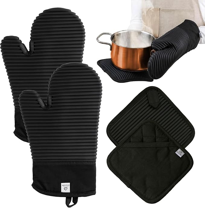 Extra Long Silicone Oven Mitts and Pot Holders Sets | Heat Resistant 500°F - Image 7