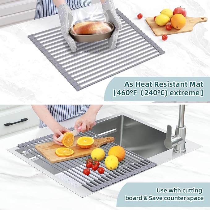 Ohuhu Dish Drying Rack Over The Sink, Roll Up Sink Rack 20.5" W x 13.1" L - Image 3