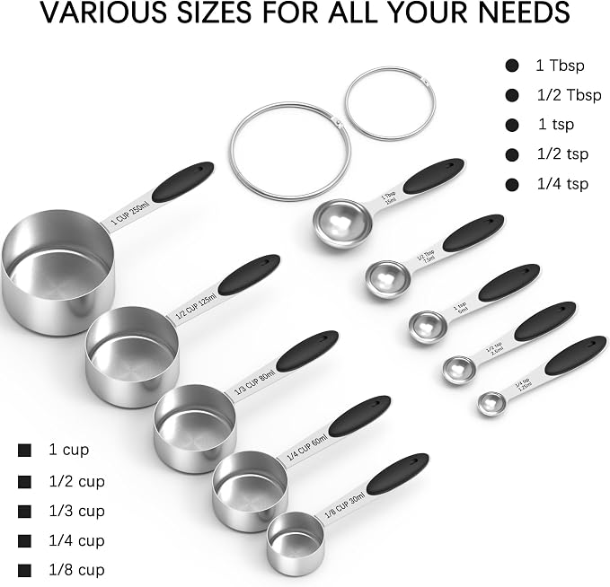 TILUCK Measuring Cups and Spoons Set, Stainless Steel, Kitchen Utensils - Image 2