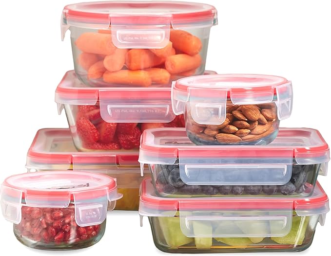 Pyrex Freshlock Glass Food Storage Containers Set, Airtight & Leakproof Plastic by Pyrex