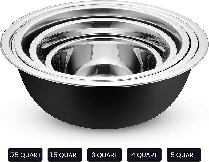 WHYSKO Stainless Steel Mixing Bowl Set, 10 Piece Stainless Steel Mixing Bowls - Image 5
