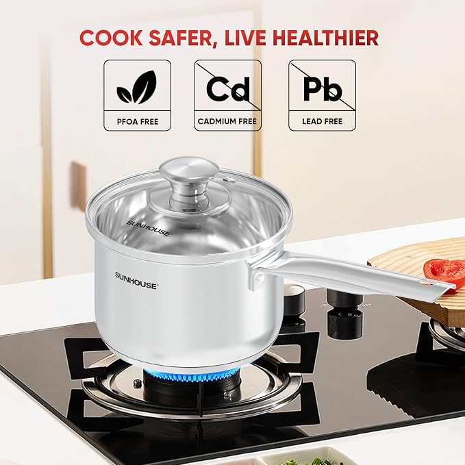 SUNHOUSE – 1.5 Quart Stainless Steel Sauce Pan - Image 6