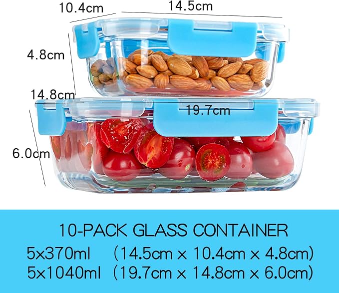 C CREST Glass Meal Prep Containers, Glass Food Storage Containers - Image 3