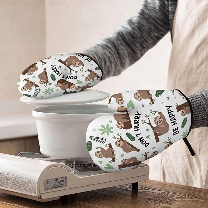 Sloth Gifts for Women, Funny Sloth Oven Mitt & Pot Holder Set, Heat Resistant - Image 7