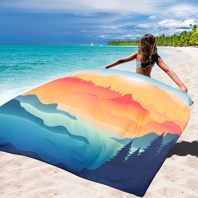 WIWIGO Beach Blanket Waterproof Sandproof Beach Mat 79" X 83"/10'x9'for 2-8 - Image 5
