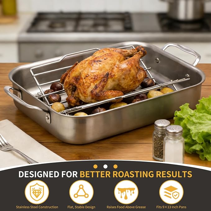 Roasting Rack for 9x13 Inch Pan, Adjustable Turkey Rack for Roasting Pan - Image 2