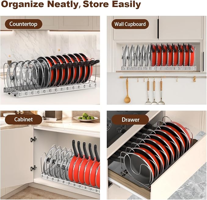 Housolution 2 Pack Pot and Pan Organizer, Pan Lid Holder Storage Rack - Image 6