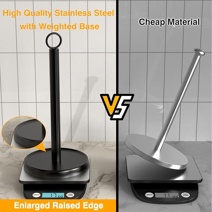 Paper Towel Holder Countertop, Stainless Steel, Weighted Base - Image 3