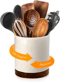 Nucookery 360°Rotating Utensil Holder, 7.2" Large Utensil Crock, Farmhouse by Nucookery