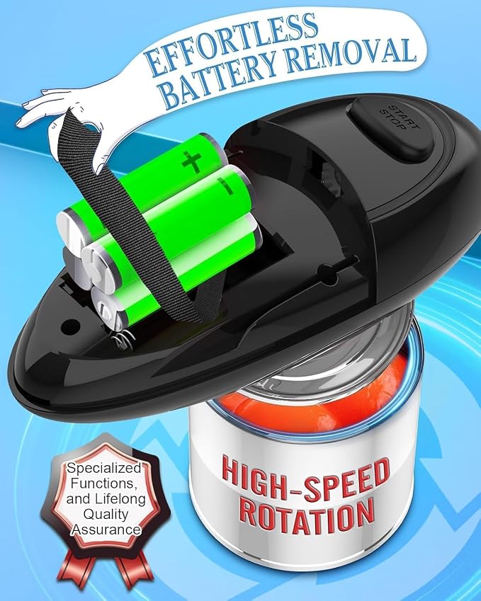 Electric Can Opener, Automatic Hands-Free One Touch, Smooth Edge Safety Cut - Image 7