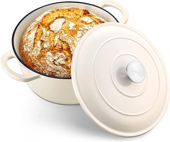 TeamFar 5Qt Dutch Oven, Enameled Cast Iron Dutch Oven by TeamFar