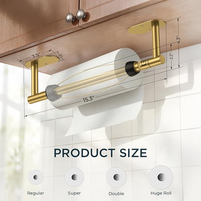 FORIOUS Paper Towel Holder Under Cabinet, One Hand Operable - Image 6