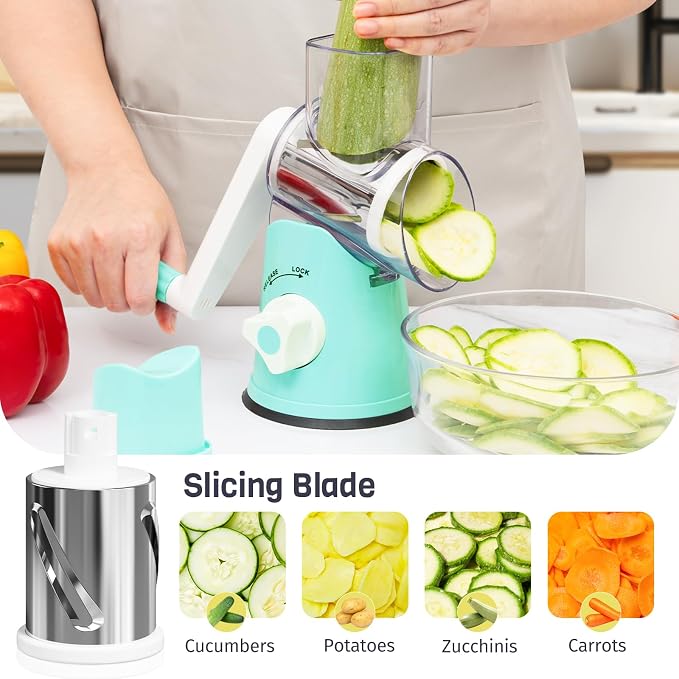 Cheese Grater Hand Crank, Rotary Cheese Shredder - Image 3