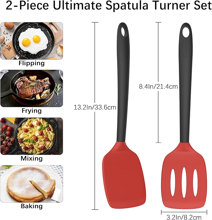 Coukre 2 Pack Silicone Spatula Set, High Heat Resistant, BPA Free Kitchen - Image 2