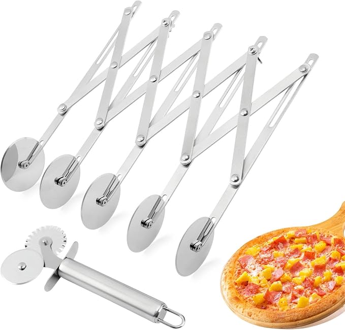 5 Wheel Pastry Cutter, Stainless Pizza Slicer, with1 Pc Double Wheel Cutter by Unknown