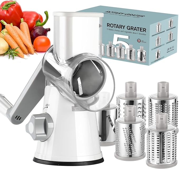 Ourokhome Rotary Cheese Grater Hand Crank, Kitchen Shredder Speed Mandolin by Ourokhome