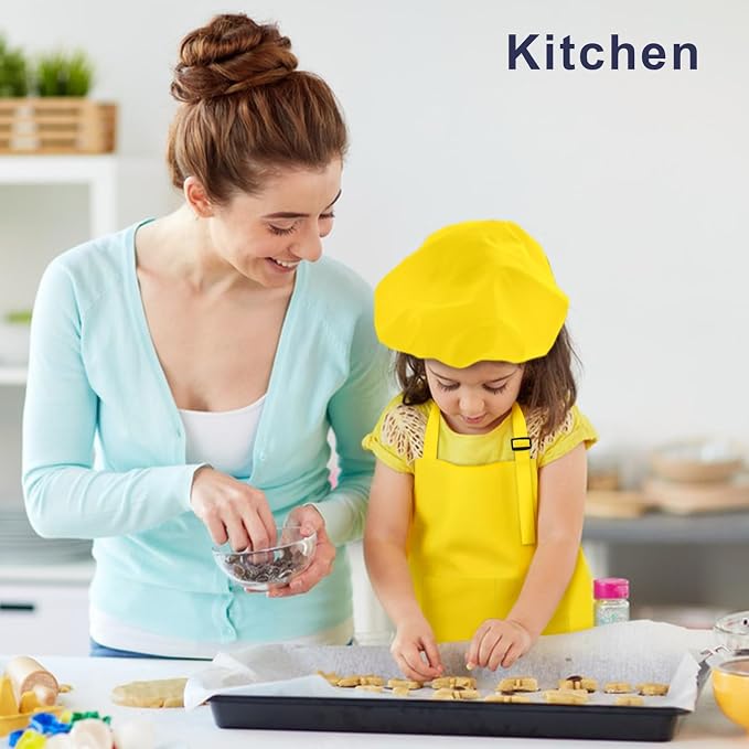 Kids Apron and Chef Hat Set, 24 Pieces Boys Girls Kids Apron - Image 5
