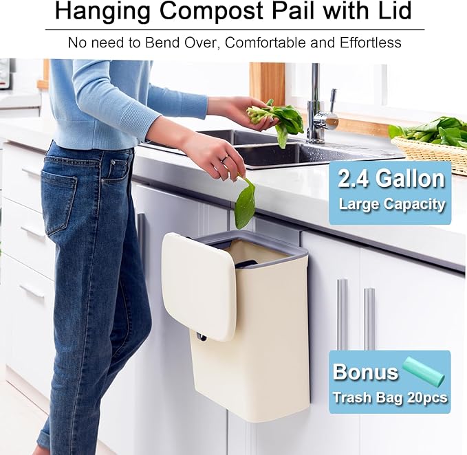 Tiyafuro 2.4 Gallon Kitchen Compost Bin - Image 2