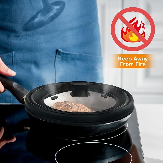 Lzerking Microwave Splatter Cover & Silicone Mat, 10.8 inch Glass Splatter - Image 4