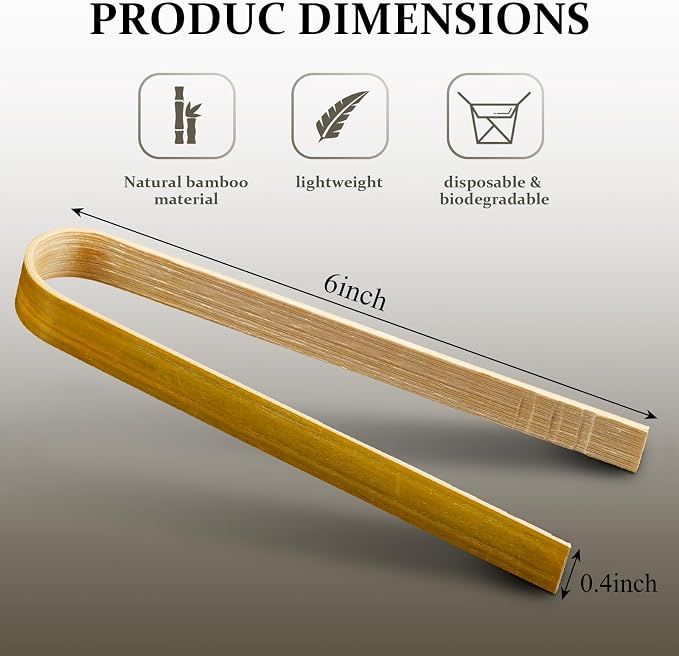Patelai 90 Pieces Mini Bamboo Tongs Long Toast Tongs Disposable Wooden Cooking - Image 2