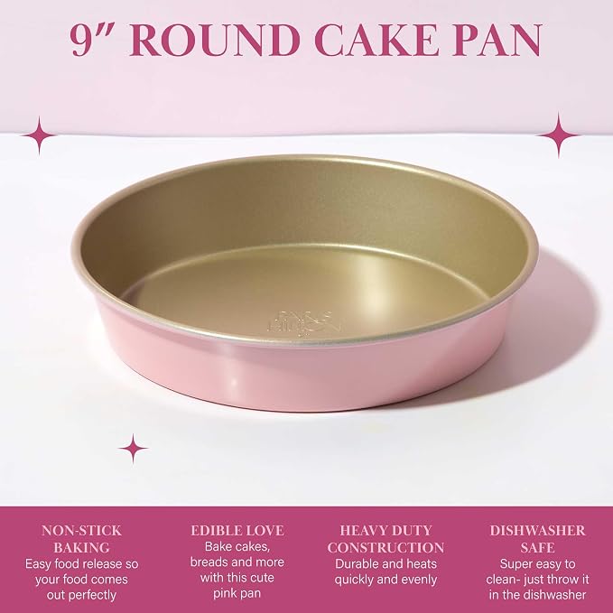 Paris Hilton Nonstick Carbon Steel Bakeware Collection, 9-Inch Round Cake Pan - Image 2