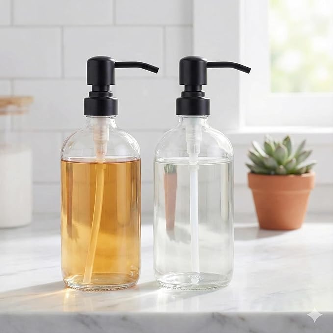 2 Pack Thick Clear Glass Pint Jar Soap Dispenser - Image 6