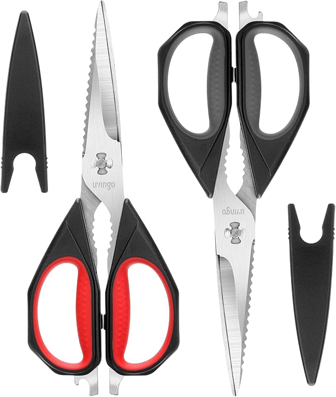 LIVINGO Kitchen Scissors, 2 Pack 9.25" Utility All Purpose Poultry Shears Heavy by LIVINGO