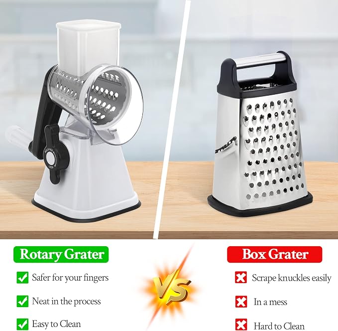 Cheese Graters with Handle, Manual Cheese Shredder Rotary Grater with 3 - Image 6