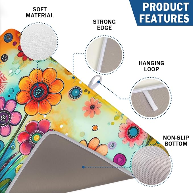 Abstract Colorful Floral Dish Drying Mat - Image 3