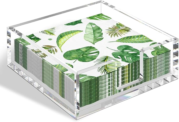 HIIMIEI Acrylic Napkin Holder for Table: Square Luncheon Napkin Tray, Flat by HIIMIEI
