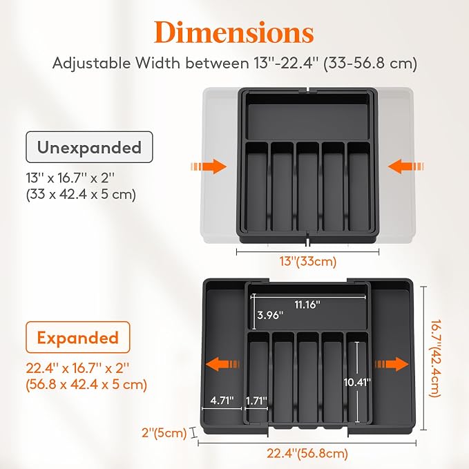 Lifewit Silverware Drawer Organizer, Expandable Utensil Tray - Image 3