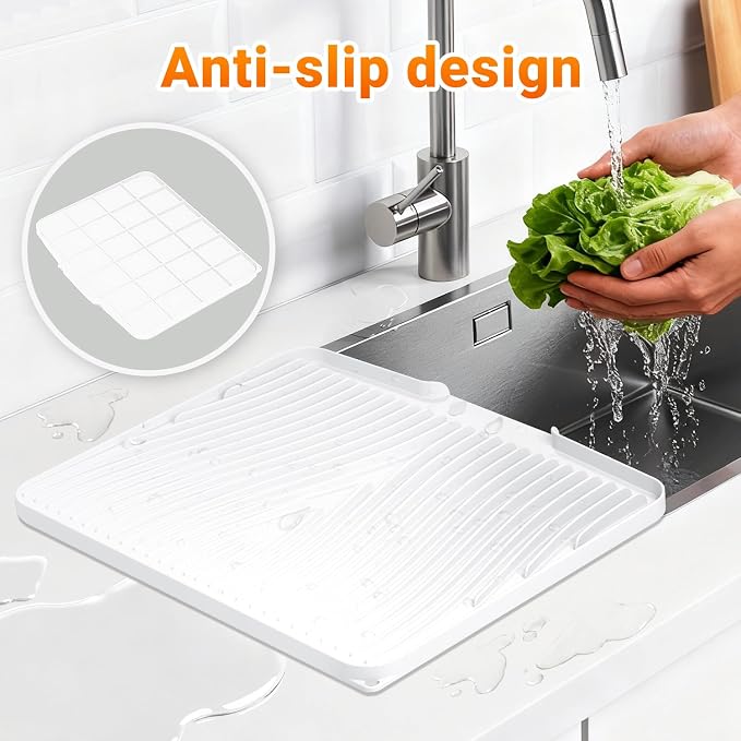 Silicone Dish Drying Mat for Kitchen Counter, Dish Drying Pad, Non-Slip Drain - Image 3