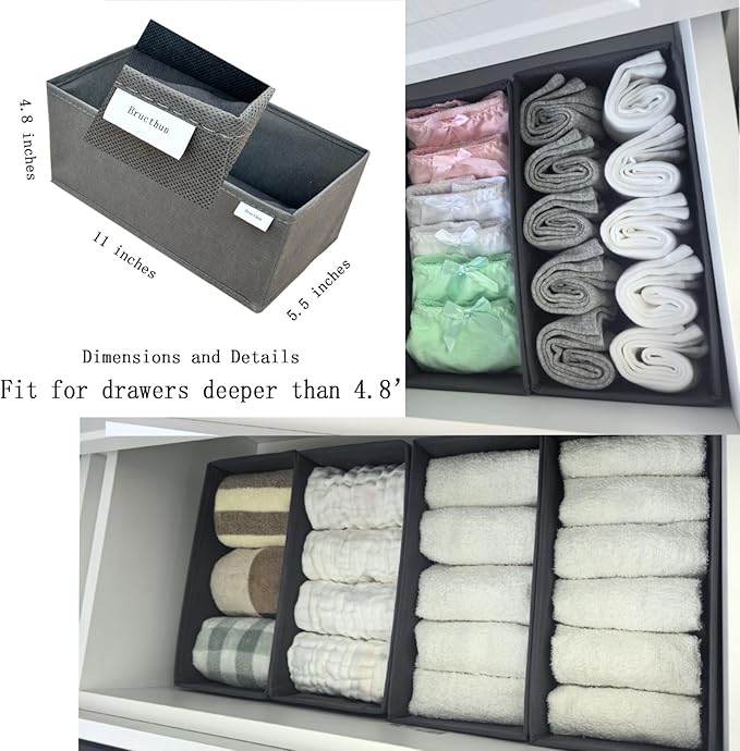 Bructhun Sock Drawer Organizer 3 Pack - Image 8