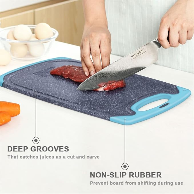 Plastic Cutting Board, 3 Pieces Dishwasher Safe Cutting Boards - Image 2