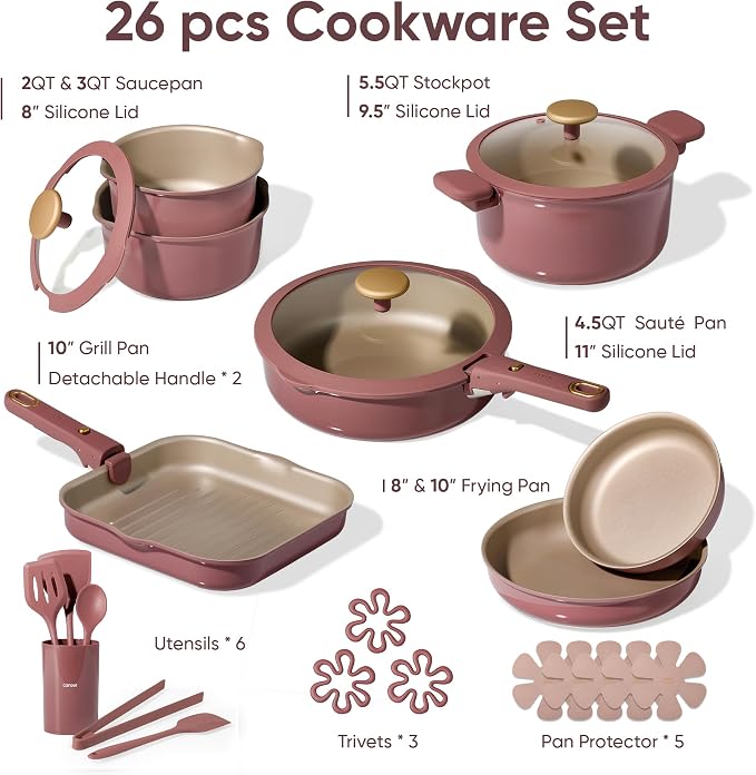 CAROTE 26 Pcs Pots and Pans Set, Nonstick Cookware Sets - Image 2