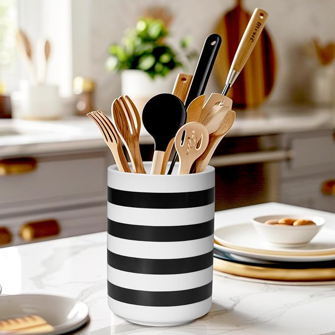 Sunddo Kitchen Utensil Holder, 6.7" Large Utensil Crock, Utensil Holder - Image 5