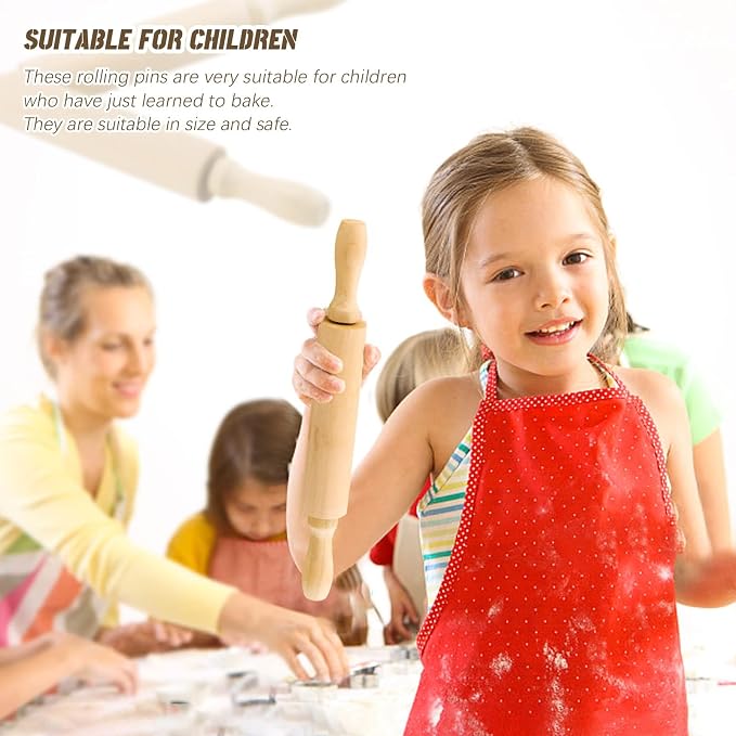 BILLIOTEAM 6 Pack 8 Inch Mini Wood Rolling Pin, Small Wooden Rollers - Image 3