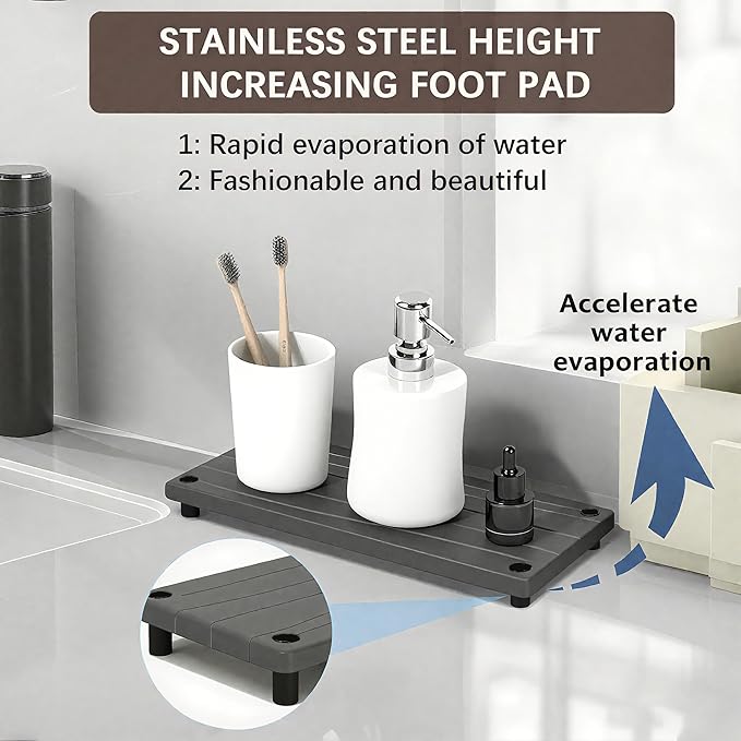 Quick Dry Sink Caddy Kitchen Sink Organizer, Water Absorbing Stone Tray - Image 3