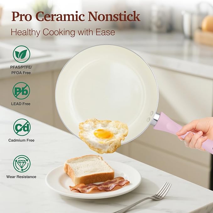 M MELENTA Pots and Pans Set Non Stick, 11-Piece Induction Cookware, Non Toxic - Image 3