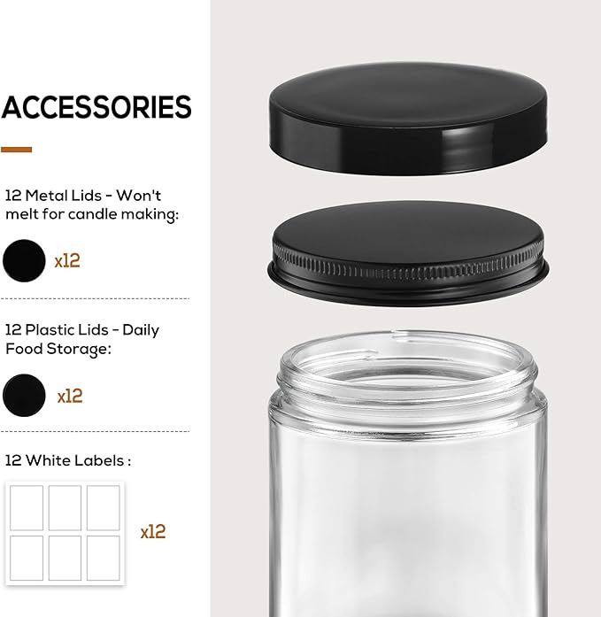 12 Pack, 8 OZ Clear Candle Jars - Image 3