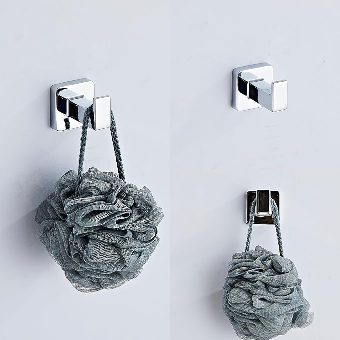 Chrome Bathroom Hardware Set 4 Pieces, Towel Bar Set Stainless Steel Wall - Image 5