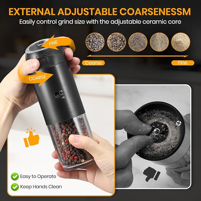 Rechargeable Gravity Electric Salt Grinder Set - Image 5