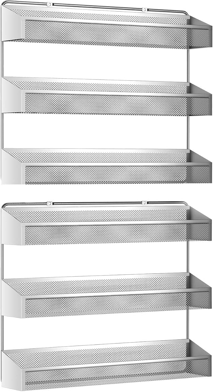 Auledio 2 Pack Spice Rack Organizer, 3 Tier Counter-top Stand or Wall Mounted - Image 2