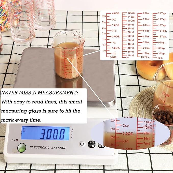 Ackers 7-Piece Glass Measuring Cup Set, Borosilicate Beaker Style Nesting - Image 3
