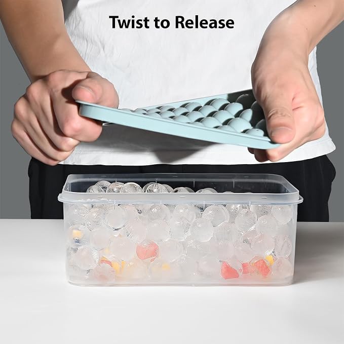 Ice Cube Trays with Lid and Bin, 0.8 IN Small Round Ice Cube Mold - Image 6