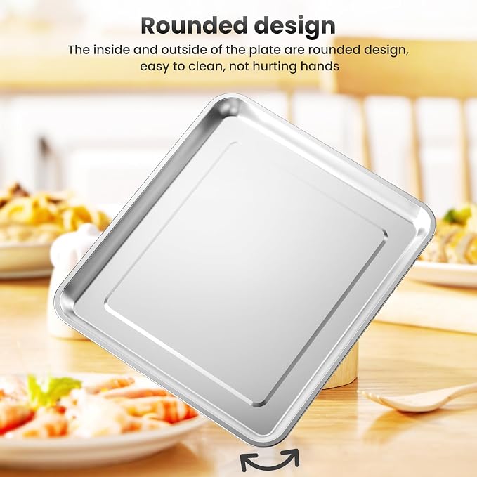 Half Baking Sheet Pan, 12.4"x11" Stainless Steel Air Fryer Tray Replacement - Image 7