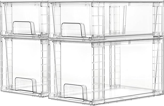 Vtopmart 4 Pack Clear Stackable Storage Drawers, Under Sink and Kitchen by Vtopmart