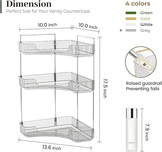 Aveniee Corner Bathroom Counter Organizer, Bathroom Countertop Shelf Makeup - Image 5