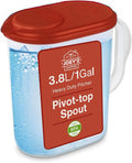 1 Gallon Water Pitcher with Lid & Pivot Top Spout -Slim Design Fits Fridge by JOEYZ