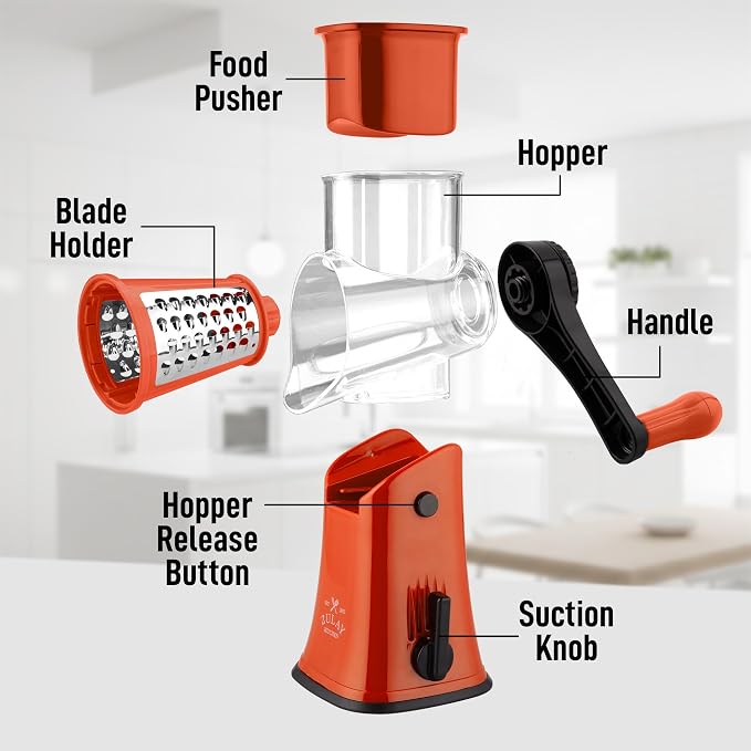 Zulay Kitchen Rotary Cheese Grater 5 Blade Cheese Shredder - Image 8